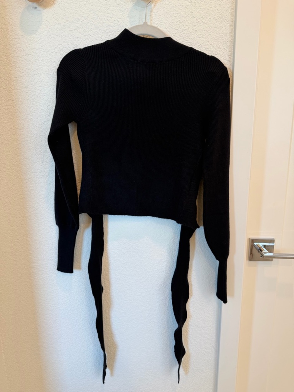 Astr Black Ribbed Tie-Back Sweater